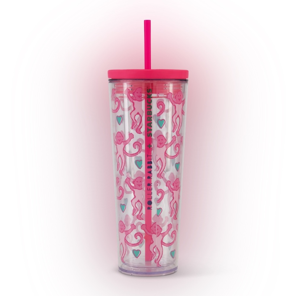 NEW Starbucks x Roller Rabbit Pink Monkey Tumbler 24‎ oz 2025